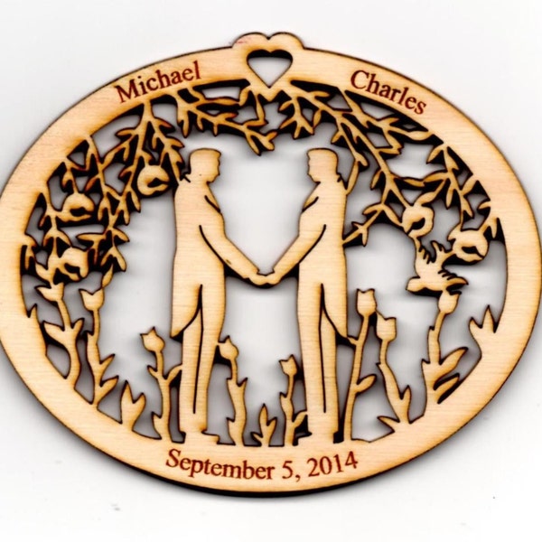 Personalized WEDDING Day Ornament ~ LIFE PARTNER~ Gay Marriage~ Men