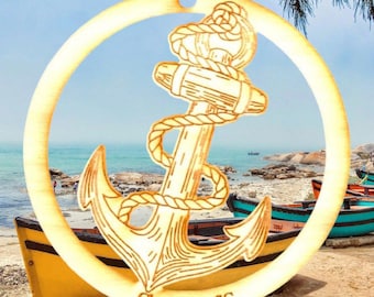 Anchor Ornament~ Made from Baltic Birch~ Personalized FREE