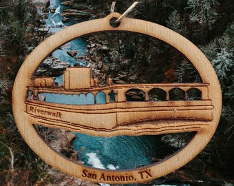 San Antonio Texas River Walk Boat Ornament