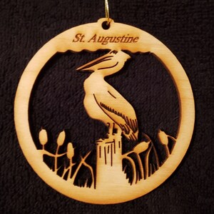 Pelican on Piling Ornament ~ Personalized FREE