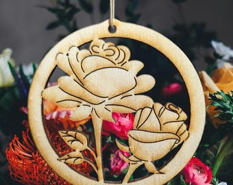 Rose Ornament~ Wood ~ Personalized FREE