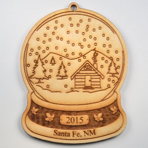 Snow Globe Ornament~Wood~Personalized FREE
