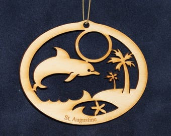 Dolphin Jumping Ornament~Wood~ Personalized FREE