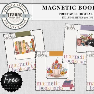 Bookish Magnetic Bookmark Printable | Booktok Custom bookmarks Aesthetic book mark | DIY Handmade Book mark Bundle | Printable Bookish Merch