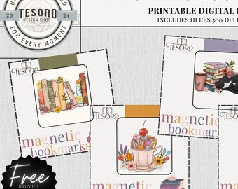 Bookish Magnetic Bookmark Printable | Booktok Custom bookmarks Aesthetic book mark | DIY Handmade Book mark Bundle | Printable Bookish Merch