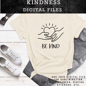 Soyez gentil PNG | Kind fichier numérique SVG téléchargement immédiat gentillesse Sublimation dessin au trait | PNG coeur coeur mains svg