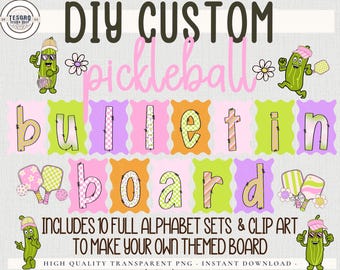Custom Pickleball Bulletin Board DIY Classroom Alphabet Set |Pickleball Class Decor | Editable School Display Printable |Teacher Door Kit