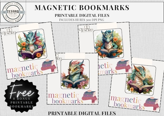 Fantasy Dragon Magnetic Bookmark Printable Booktok Custom Aesthetic book mark PNG Romantasy Reading Dragon |Handmade Printable Bookish Gift