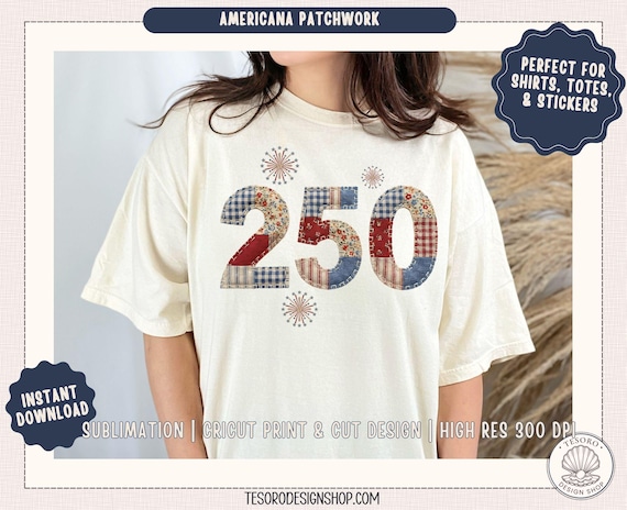 America 250 PNG |USA Patriotic Sublimation Design | Americana Faux Patchwork Quilt |Independence Fourth of July Shirt Design |1776 Applique