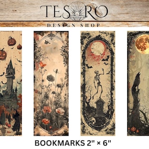 Gothic Spooky Bookmark Printable witchy bookmarks  | Aesthetic bookmark | Vintage Skeleton Moon Wolf Floral| Printable Book mark | Instant