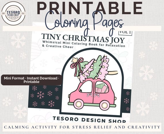 Christmas Mini Coloring Pages |Easy Bold Line Art |Simple Digital Download 20 Page Printable PDF |Relaxation Stress Relief Self Care Hobby