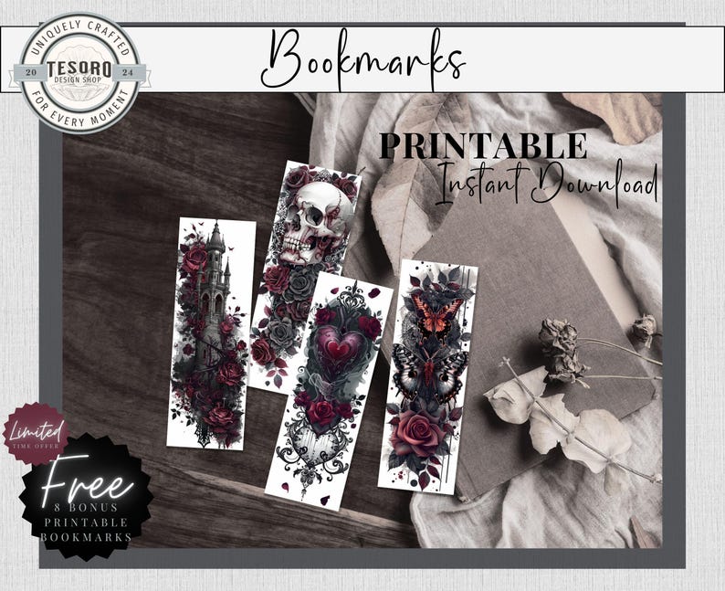 Gothic Romance Bookmark Printable Custom Bookmarks Romantasy Dark ...
