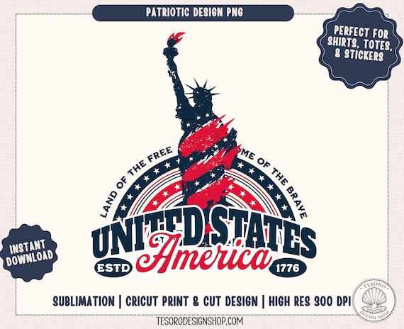 Patriotic PNG |Statue of Liberty America PNG |United States Sublimation Design |Fourth of July Shirt |Cricut Print Cut |America Independence