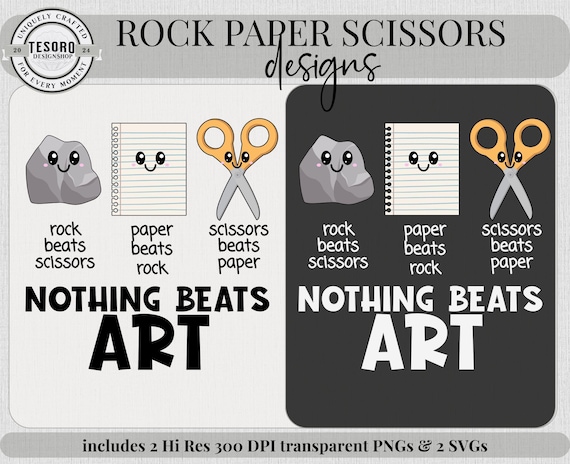 Nothing Beats Art SVG PNG | Cute Kawaii Rock Paper Scissors Teacher Clipart | Classroom School Cricut Sublimation Craft Design Pastel Decor