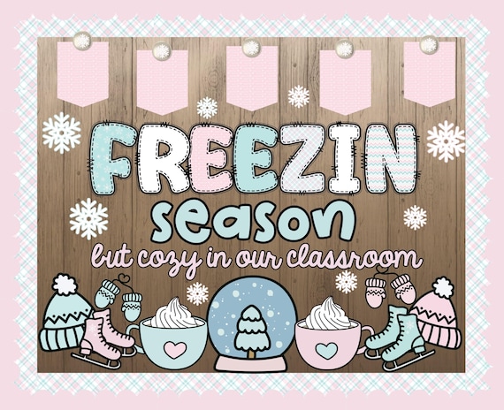 Cozy Winter Bulletin Board Kit |Teacher Doodle Pattern Letter Classroom Display Set |Cute Winter Clipart Printable Classroom Decor Printable
