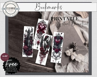 Romantasy Bookmark Printable Custom book mark Dark Academia Romance Aesthetic Bookmark Gothic Black Rose Dark Romance Bookish Gift Book Club