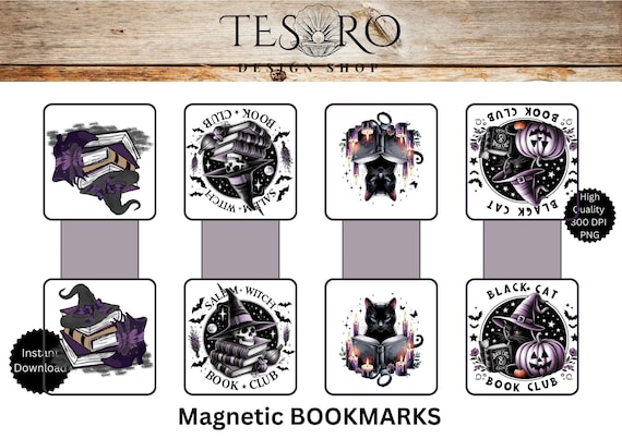 Halloween Magnetic Bookmark Printable |BookTok Custom bookmarks Aesthetic book mark | DIY Handmade Bookmark Bundle | Printable Bookish Merch