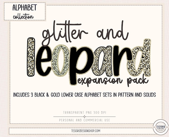 Black Gold Leopard Alphabet PNG |Neutral Alphabet Mini Pack |Printable Alphabet Letters for Classroom & Small Business