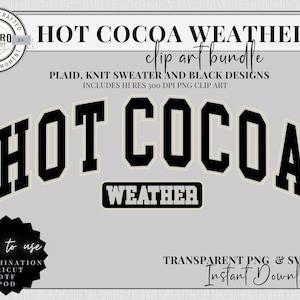 Hot Cocoa Shirt PNG Winter Hot Chocolate Holiday SVG Plaid Digital File for Sublimination or Cricut Cutting File Gift for Xmas
