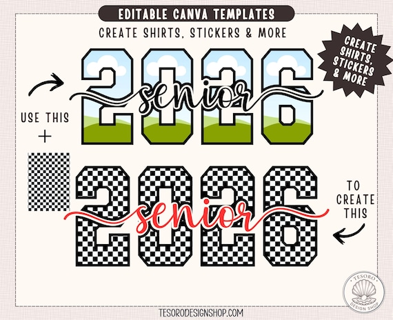 Editable Senior 2026 Canva Template | Graduation Shirt Design, Senior 2026 Frame | DIY Senior Shirt | Canva Clipart Frame | Instant Download