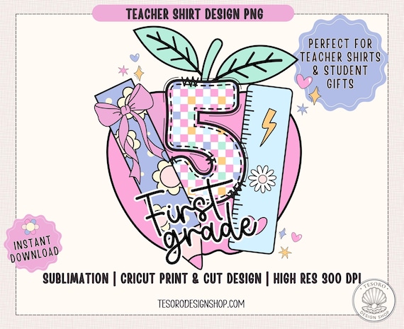 Fifth Grade Back to School Grade Level Shirt PNG |Gift for Teacher PNG | 1st day of School TShirt PNG |Back to School Tee Grade Level