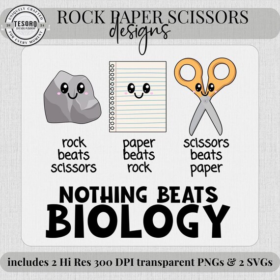 Nothing Beats Biology SVG PNG | Rock Paper Scissors Teacher Clipart | Science Classroom Cricut Sublimation