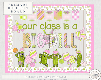Big Dill Pickleball Bulletin Board Printable |Ready Made Classroom Decor |Sports Theme Kit |Pink Green Pickleball Printable |PE Gym Teacher