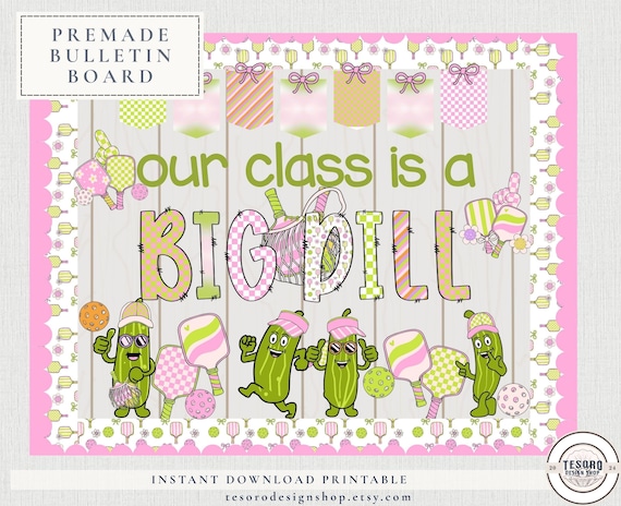 Big Dill Pickleball Bulletin Board Printable |Ready Made Classroom Decor |Sports Theme Kit |Pink Green Pickleball Printable |PE Gym Teacher