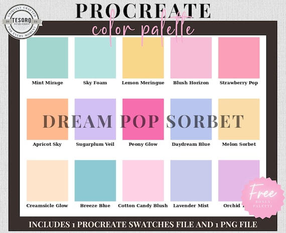 Soft Pastel Procreate Color Palette | Airy Digital Art Swatches for Stickers & Illustrations | Color set for Digital Art Stickers Clip Art