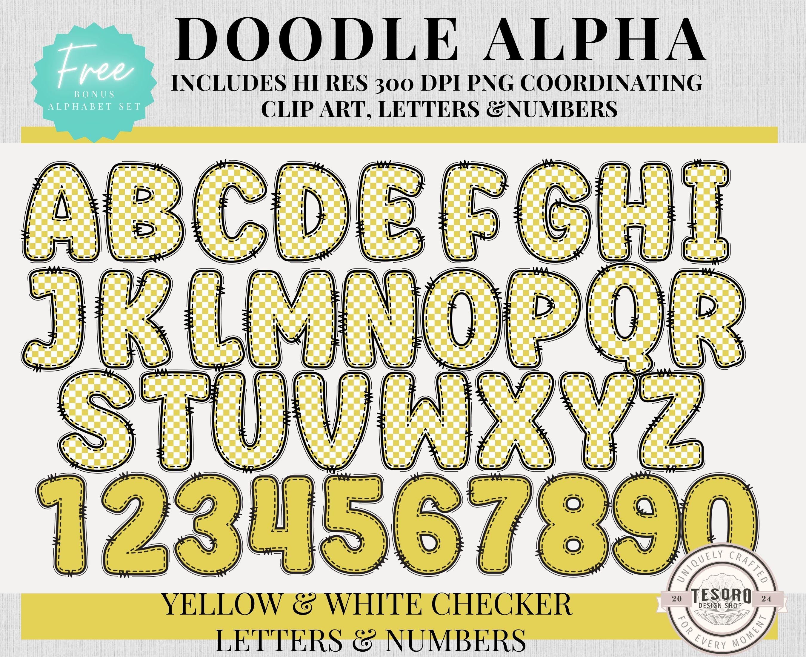 Checker Doodle Alphabet Bundle |checker Retro Font Letters & Clipart ...
