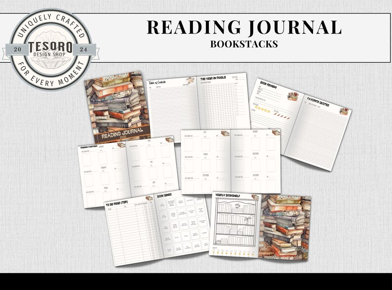 2025 Reading Journal Bookstacks Book Review | Bookshelf Tracker | Gift ...