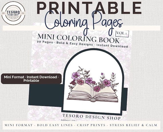 Cozy Cats Mini Coloring Book | Easy Bold Line Art |Simple Coloring Pages for Adult Kid |Printable PDF PNG |Relaxation Stress Relief Activity