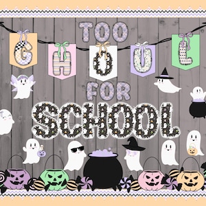 Pastel Halloween Fall Classroom Decor Bundle| Spooky Cute Ghost Bulletin Board| Pastel Classroom Door Back to School Teacher Printable Set