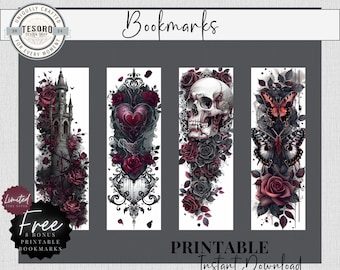 Gothic Romance Bookmark Printable | Custom bookmarks Romantasy Dark Academia  | Aesthetic bookmark | Butterfly Bookmark | Dark Romance PNG