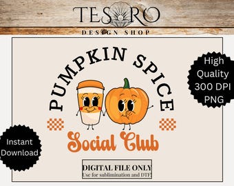 Retro Checker Pumpkin Spice PNG | Digital Instant Download | Autumn Sublimination File | Cute Fall Shirt DTF PNG | Fall Pumpkin Spice Mug