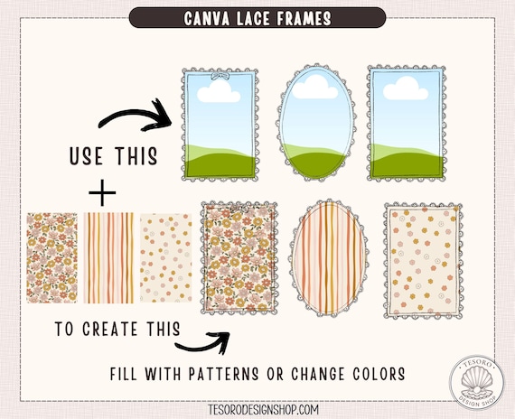 Canva Lace Frames Template | Editable Vintage Floral Frames | Drag & Drop Canva Frames | Beginner Friendly Beginner Friendly Canva Template