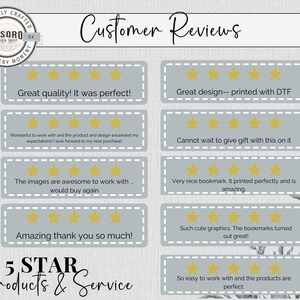 May include: A collage of customer reviews with five-star ratings for a product or service. The reviews highlight the quality, design, and ease of use of the product. The text includes phrases like "Great quality! It was perfect!" and "So easy to work with and the products are perfect."
