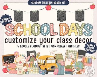 Back to School Bulletin Board Letter| Custom Bulletin Board Kit| Classroom Decor Bundle| Teacher Door Decor Printable Doodle Alphabet Letter