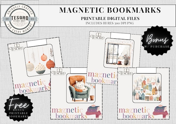 Bookish Magnetic Bookmark Printable | Booktok Custom bookmark Aesthetic book mark | DIY Handmade Bookmark Bundle Bookish Gift for Book Club