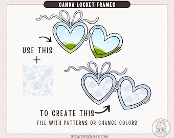 Canva Locket Frames Template |Heart Frame Canva Editable Photo Elements | Vintage Romantic Canva Frame | Drag & Drop Beginner Canva Template