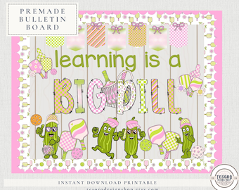 Big Dill Pickleball Bulletin Board Printable |Ready Made Classroom Decor |Sports Theme Kit |Pink Green Pickleball Printable |PE Gym Teacher