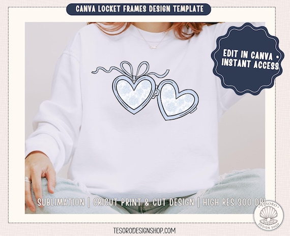 Canva Locket Frames Template |Heart Frame Canva Editable Photo Elements | Vintage Romantic Canva Frame | Drag & Drop Beginner Canva Template