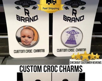 Benutzerdefinierte Foto/Logo oder Text Clog Schuhanhänger, Viral Video Croc Foto Charm Maker