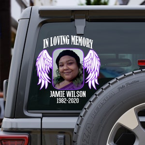 Angel Wing Custom Photo Memorial IN LOVING MEMORY Decal, Photo Sticker