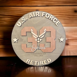 Military Retirement Gift, 14", 16" or 18", Recognition, Going-Away, Award Air Force, Navy, Army, Marines, Coast Guard, Space Force - Logo