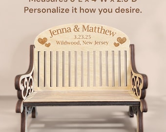 Personalized Mini Bench Gift for Five-Year Anniversary Wedding Memorial or Valentine's Day Housewarming Gift for Birthday or Doll House