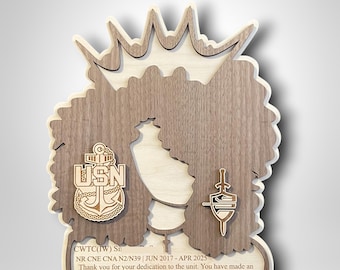 Afro Queen Gift for Black Women African-American Woman Civilian Military Gift for Retirement Going Away Promotion Plaque for Latino Women