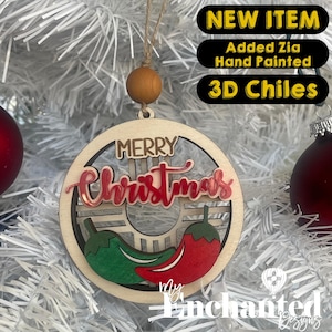 New Mexico Ornament for Housewarming Gift of Red or Green Christmas Chile Zia Southwest Home Decor Chile Famous Hatch Roasted Play on Words