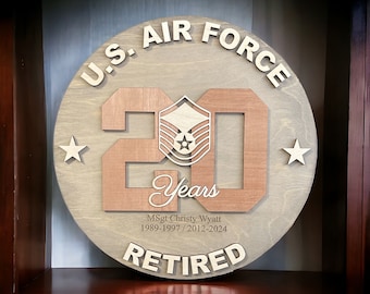 Rank Air Force/Marines/Army/Navy/Civilian/Contractor Retirement Gift, 14", 16" or 18", Military Recognition, Retirement Plaque, Award Gift