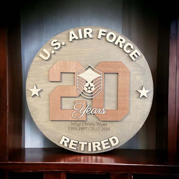 Rank Air Force/Marines/Army/Navy/Civilian/Contractor Retirement Gift, 14", 16" or 18", Military Recognition, Retirement Plaque, Award Gift